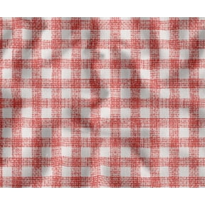 Soimoi 56 Inch Wide Polyester Canvas Fabric by The Yard - Check Design - Red - Water-Resistant Outdoor & Upholstery Material