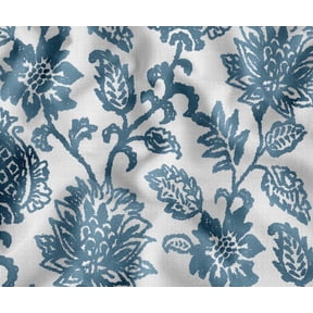 Soimoi 56 Inch Wide Polyester Canvas Fabric by The Yard - Floral Print - Blue - Water-Resistant Outdoor & Upholstery Material