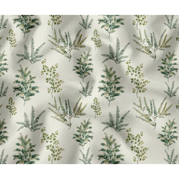 Soimoi 56 Inch Wide Polyester Canvas Fabric by The Yard - Leaves Pattern - Off White - Water-Resistant Outdoor & Upholstery Material