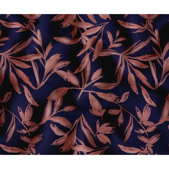 Soimoi 56 Inch Wide Polyester Canvas Fabric by The Yard - Leaves Theme - Blue - Water-Resistant Outdoor & Upholstery Material