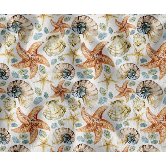Soimoi 56 Inch Wide Polyester Canvas Fabric by The Yard - Ocean Pattern - Peach - Water-Resistant Outdoor & Upholstery Material
