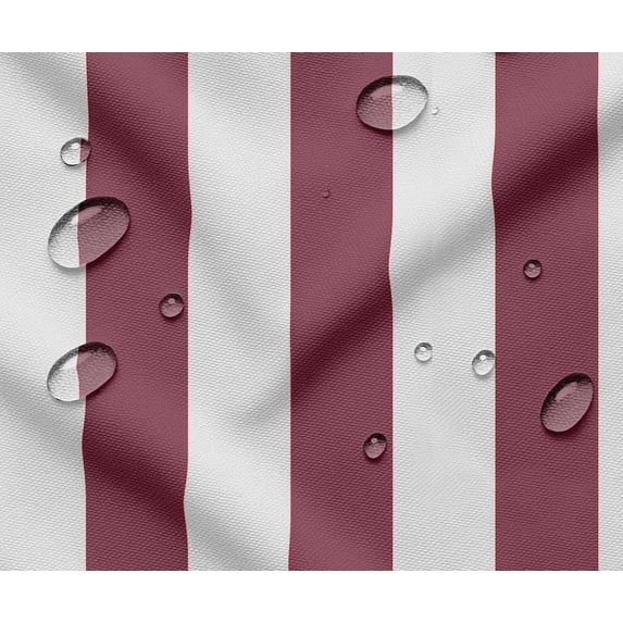 Soimoi 56 Inch Wide Waterproof Taffeta Fabric By 2 Yard | Burgundy Stripe Print | Outdoor Use for Furniture Covers, Umbrellas, Patio Decor & More