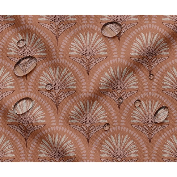 Soimoi 56 Inch Wide Waterproof Taffeta Fabric By 3 Yard | Brown Geometric Print | Outdoor Use for Furniture Covers, Umbrellas, Patio Decor & More