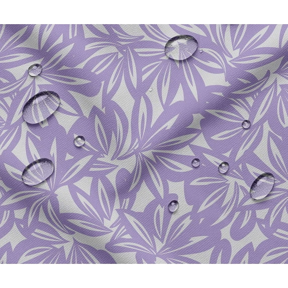 Soimoi 56 Inch Wide Waterproof Taffeta Fabric By 3 Yard | Purple Leaves Pattern | Outdoor Use for Furniture Covers, Umbrellas, Patio Decor & More