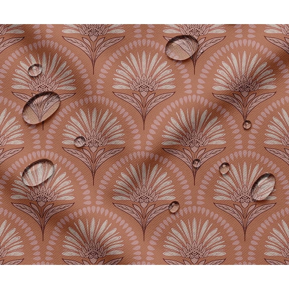 Soimoi 56 Inch Wide Waterproof Taffeta Fabric by The Yard | Brown Geometric Print | Outdoor Use for Furniture Covers, Umbrellas, Patio Decor & More
