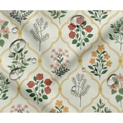 Soimoi 56 Inch Wide Waterproof Taffeta Fabric by The Yard | White Floral Pattern | Outdoor Use for Furniture Covers, Umbrellas, Patio Decor & More