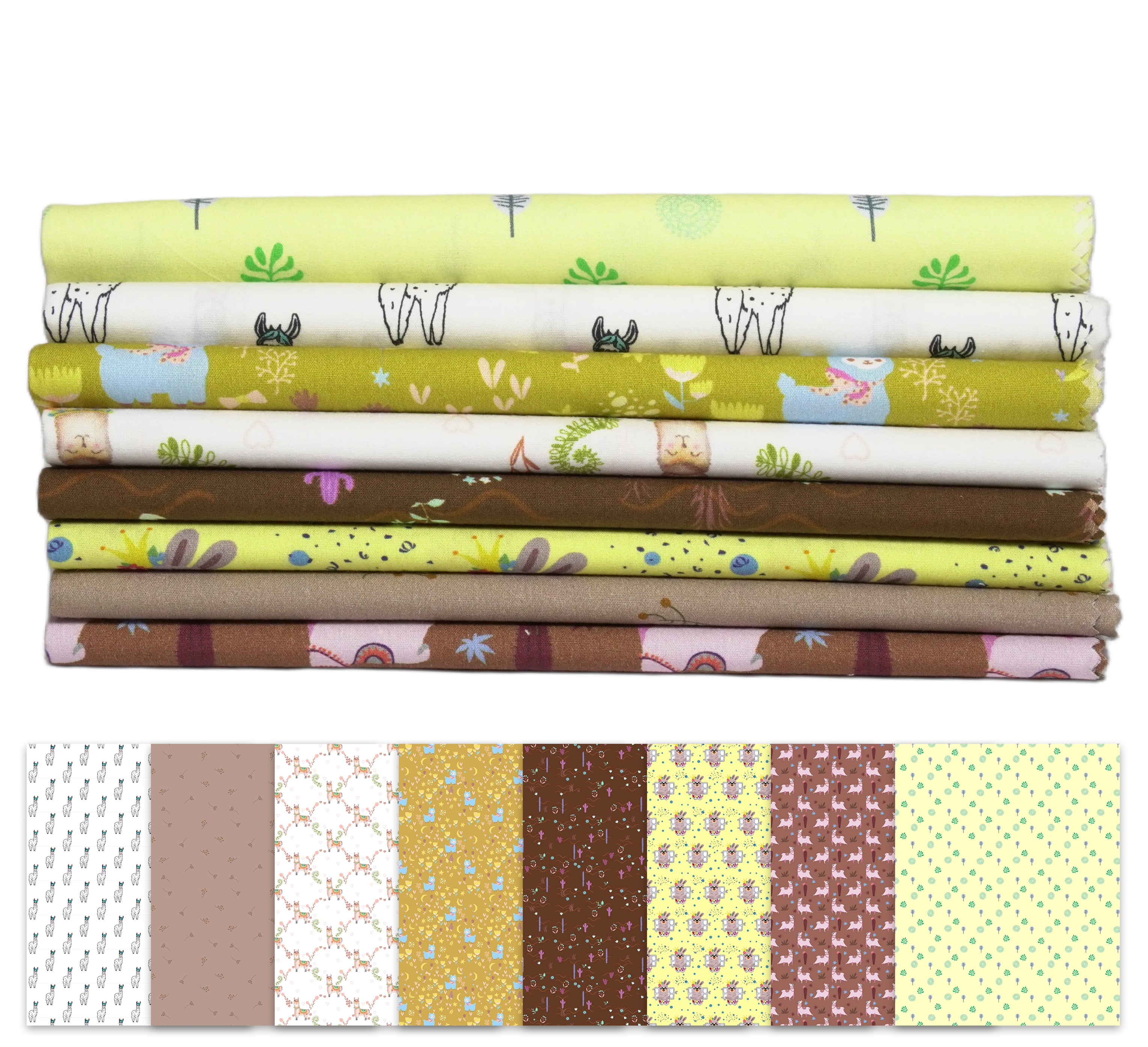 Soimoi 8 Pc Fat Quarter Bundle- African Animals Cartoons Print 18"x 22" DIY Patchwork- 100% Cotton Pre-Cut Quilting Fabric Multicolor