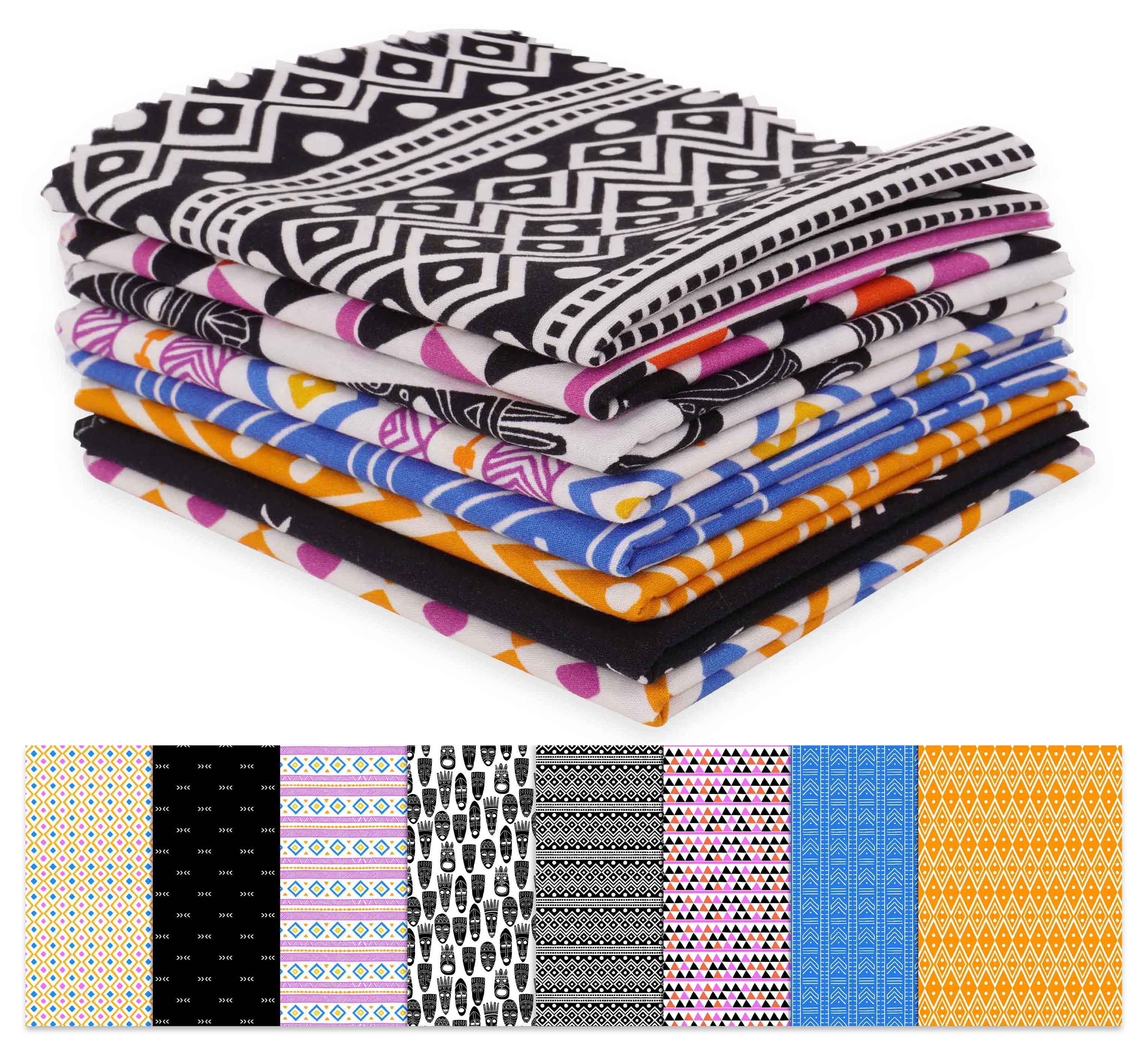 Soimoi 8 Pc Fat Quarter Bundle,African TribalPrint 18"x 22"DIY Patchwork-100% CottonPre-Cut Quilting Fabric Multicolor