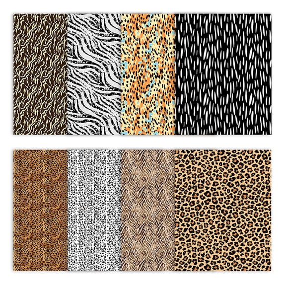 Soimoi 8 Pc Fat Quarter Bundle- Animal Skin Print 18"x 22" DIY Patchwork- 100% Cotton Pre-Cut Quilting Fabric Multicolor