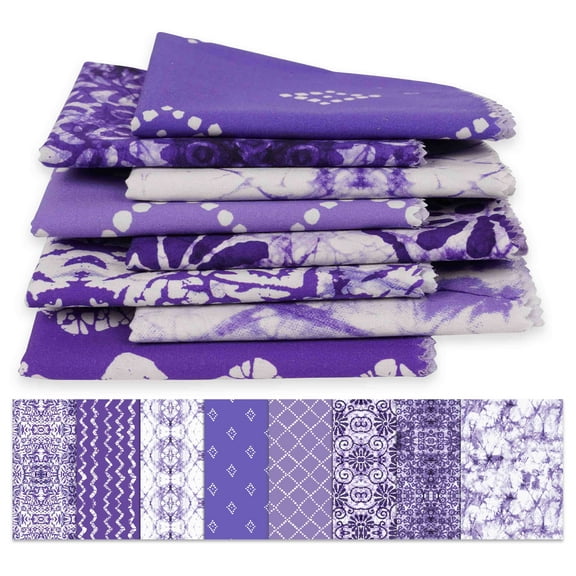 Soimoi 8 Pc Fat Quarter Bundle,Asian BatikPrint 18"x 22"DIY Patchwork-100% CottonPre-Cut Quilting Fabric Purple & White