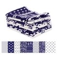 thumbnail image 1 of Soimoi 8 Pc Fat Quarter Bundle,Asian Block PaisleyPrint 18"x 22"DIY Patchwork-100% CottonPre-Cut Quilting Fabric White & Blue, 1 of 8