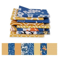 Soimoi 8 Pc Fat Quarter Bundle,Asian JapanesePrint 18"x 22"DIY Patchwork-100% CottonPre-Cut Quilting Fabric Yellow Orange & Blue