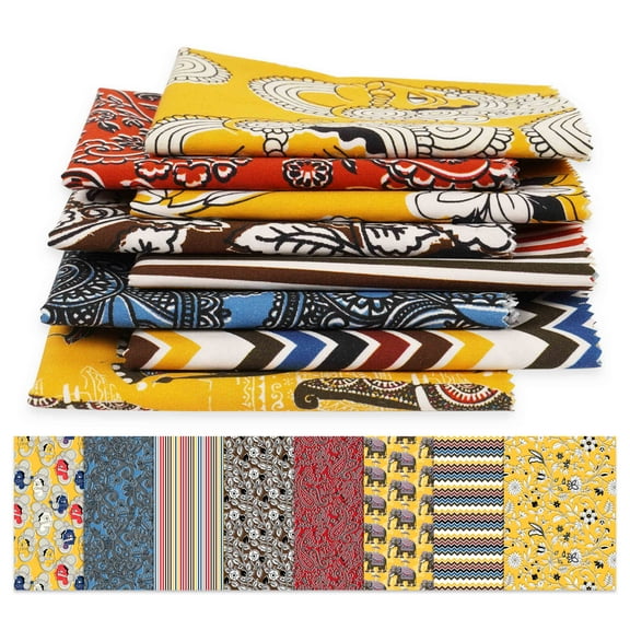Soimoi 8 Pc Fat Quarter Bundle-Asian KalamkariPrint 18"x 22"DIY Patchwork-100% CottonPre-Cut Quilting Fabric Multicolor