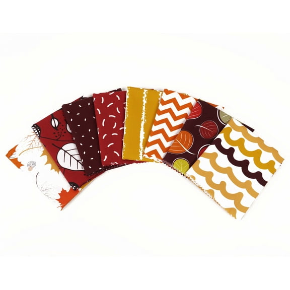 Soimoi 8 Pc Fat Quarter Bundle,Autumn FallPrint 18"x 22"DIY Patchwork-100% CottonPre-Cut Quilting Fabric Maroon, Orange & Mustard