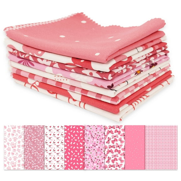 Soimoi 8 Pc Fat Quarter Bundle,Baby GirlPrint 18"x 22"DIY Patchwork-100% CottonPre-Cut Quilting Fabric Pink & White