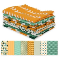 Soimoi 8 Pc Fat Quarter Bundle,Basic GeometricPrint 18"x 22"DIY Patchwork-100% CottonPre-Cut Quilting Fabric Green & Orange
