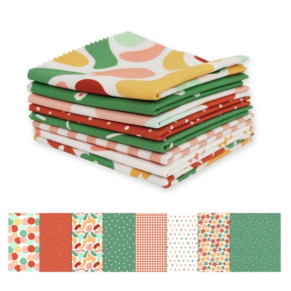 Soimoi 8 Pc Fat Quarter Bundle,BasicPrint 18"x 22"DIY Patchwork-100% CottonPre-Cut Quilting Fabric Multicolor