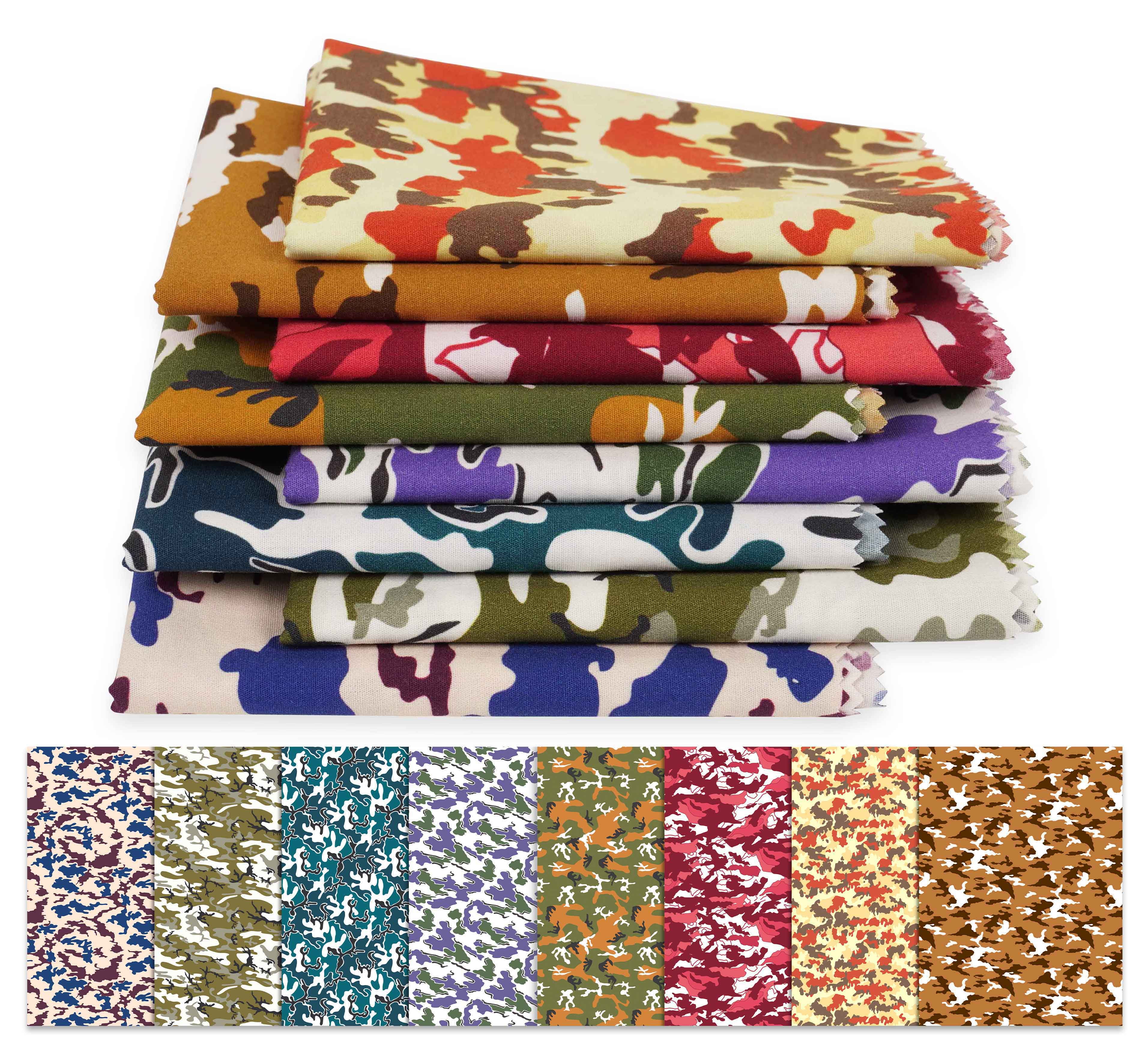 Soimoi 8 Pc Fat Quarter Bundle,CamouflagePrint 18"x 22"DIY Patchwork-100% CottonPre-Cut Quilting Fabric Multicolor