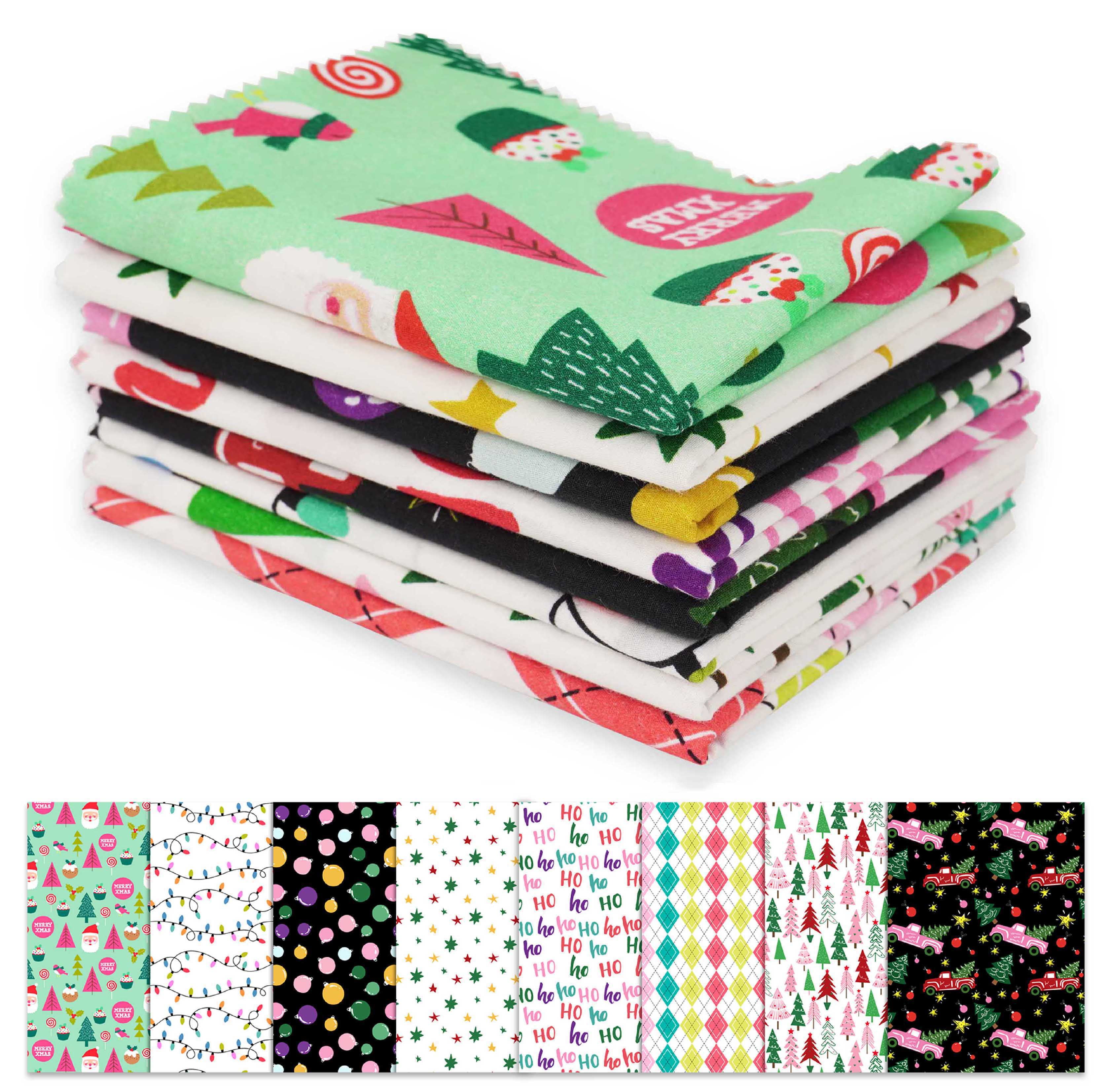 Soimoi 8 Pc Fat Quarter Bundle,ChristmasPrint 18"x 22"DIY Patchwork-100% CottonPre-Cut Quilting Fabric Multicolor