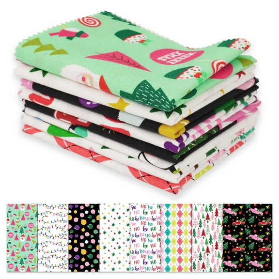 Soimoi 8 Pc Fat Quarter Bundle,ChristmasPrint 18"x 22"DIY Patchwork-100% CottonPre-Cut Quilting Fabric Multicolor