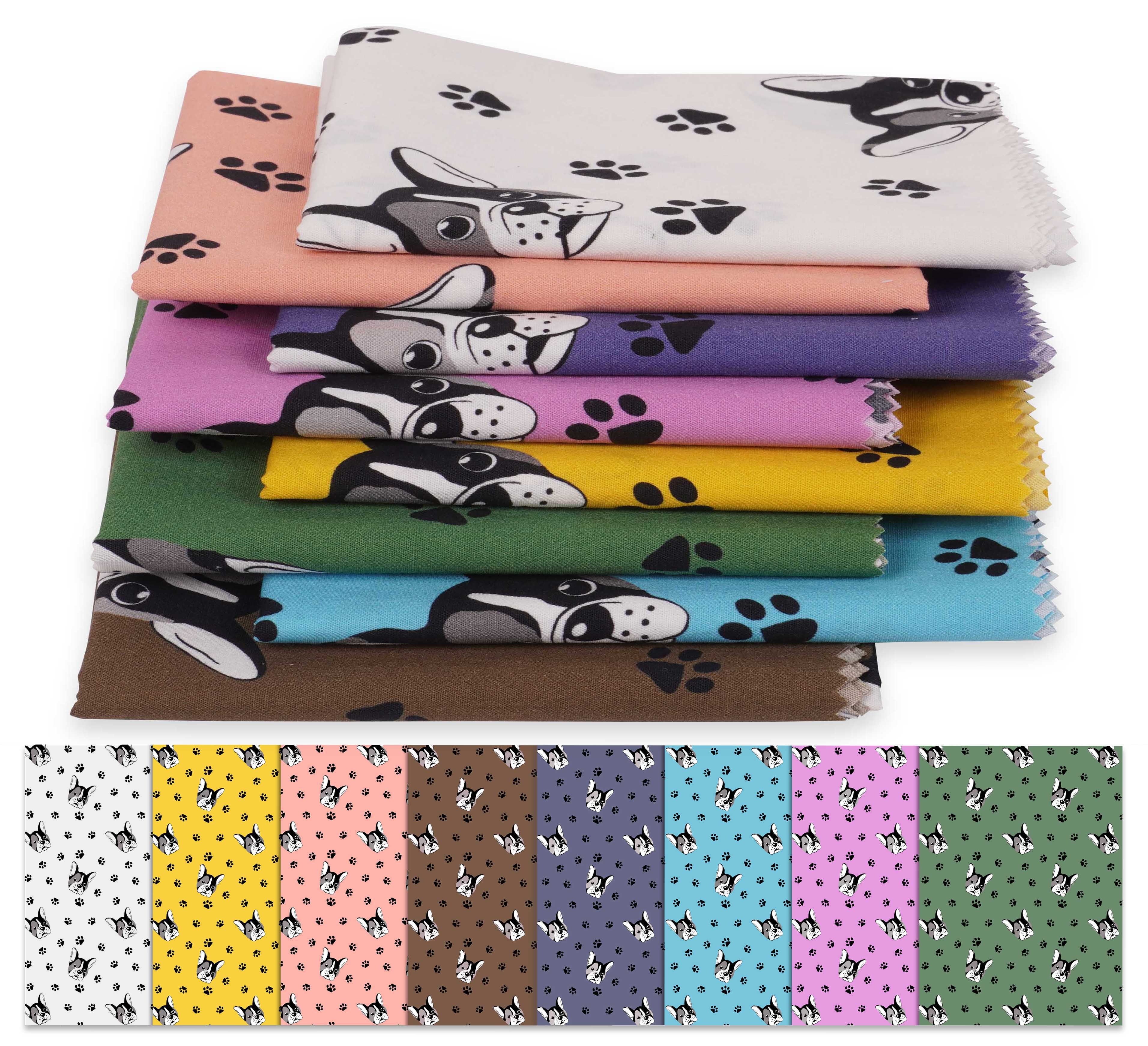 Soimoi 8 Pc Fat Quarter Bundle,DogPrint 18"x 22"DIY Patchwork-100% CottonPre-Cut Quilting Fabric Multicolor