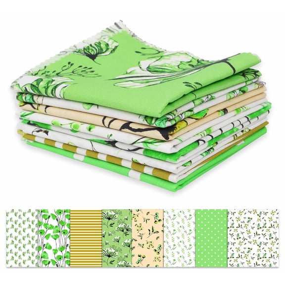 Soimoi 8 Pc Fat Quarter Bundle -Floral Print 18"x 22"DIY Patchwork-100% CottonPre-Cut Quilting Fabric (Light Green)