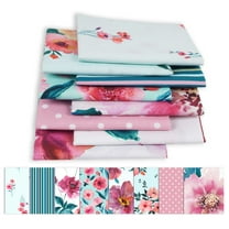 Soimoi 8 Pc Fat Quarter Bundle -FloralPrint 18"x 22"DIY Patchwork-100% CottonPre-Cut Quilting Fabric (Pastel Pink & Blue)