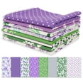 thumbnail image 1 of Soimoi 8 Pc Fat Quarter Bundle-FloralsPrint 18"x 22"DIY Patchwork-100% CottonPre-Cut Quilting Fabric Green & Purple, 1 of 9