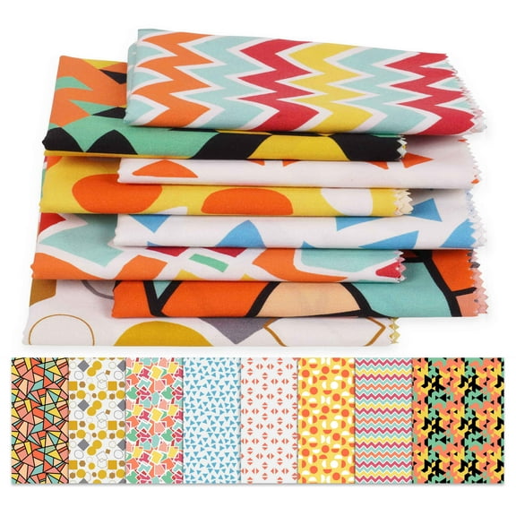 Soimoi 8 Pc Fat Quarter Bundle,Geometric Abstarct CollectionPrint 18"x 22"DIY Patchwork-100% CottonPre-Cut Quilting Fabric Multicolor