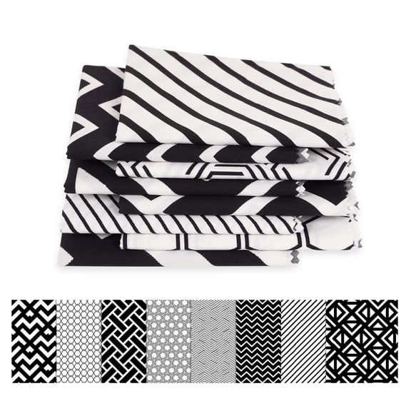 Soimoi 8 Pc Fat Quarter Bundle,GeometricalPrint 18"x 22"DIY Patchwork-100% CottonPre-Cut Quilting Fabric White & Black