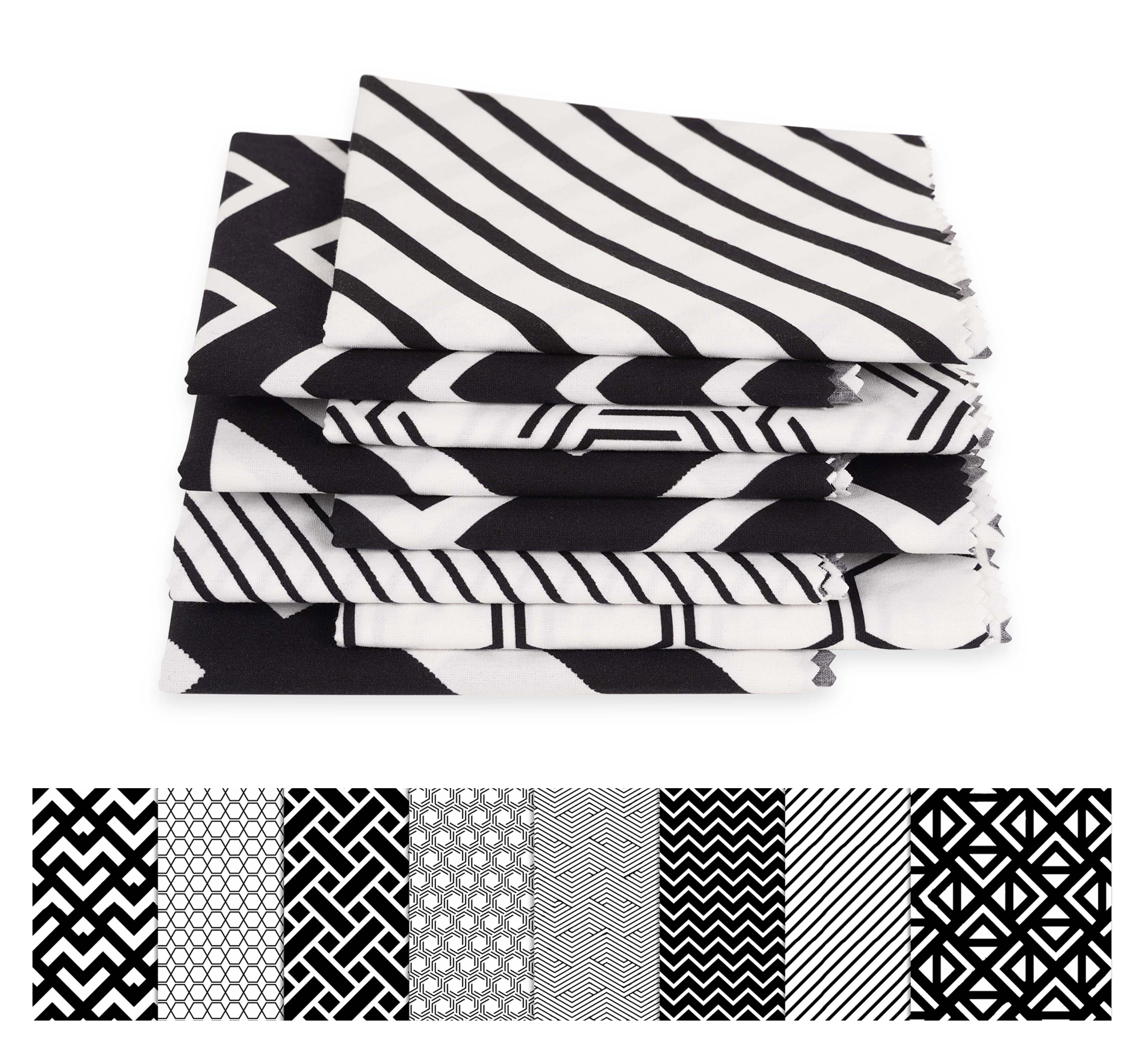 Soimoi 8 Paquets De Graisse Pc, Asian Block Prek Ajrakh Print 18 "X 22" Diy Patchwork- 100% Coton Pre-Cut Quilting Tissu Rouge, Noir Bleu