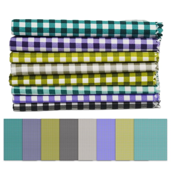 Soimoi 8 Pc Fat Quarter Bundle- Gingham Print 18"x 22" DIY Patchwork- 100% Cotton Pre-Cut Quilting Fabric Multicolor