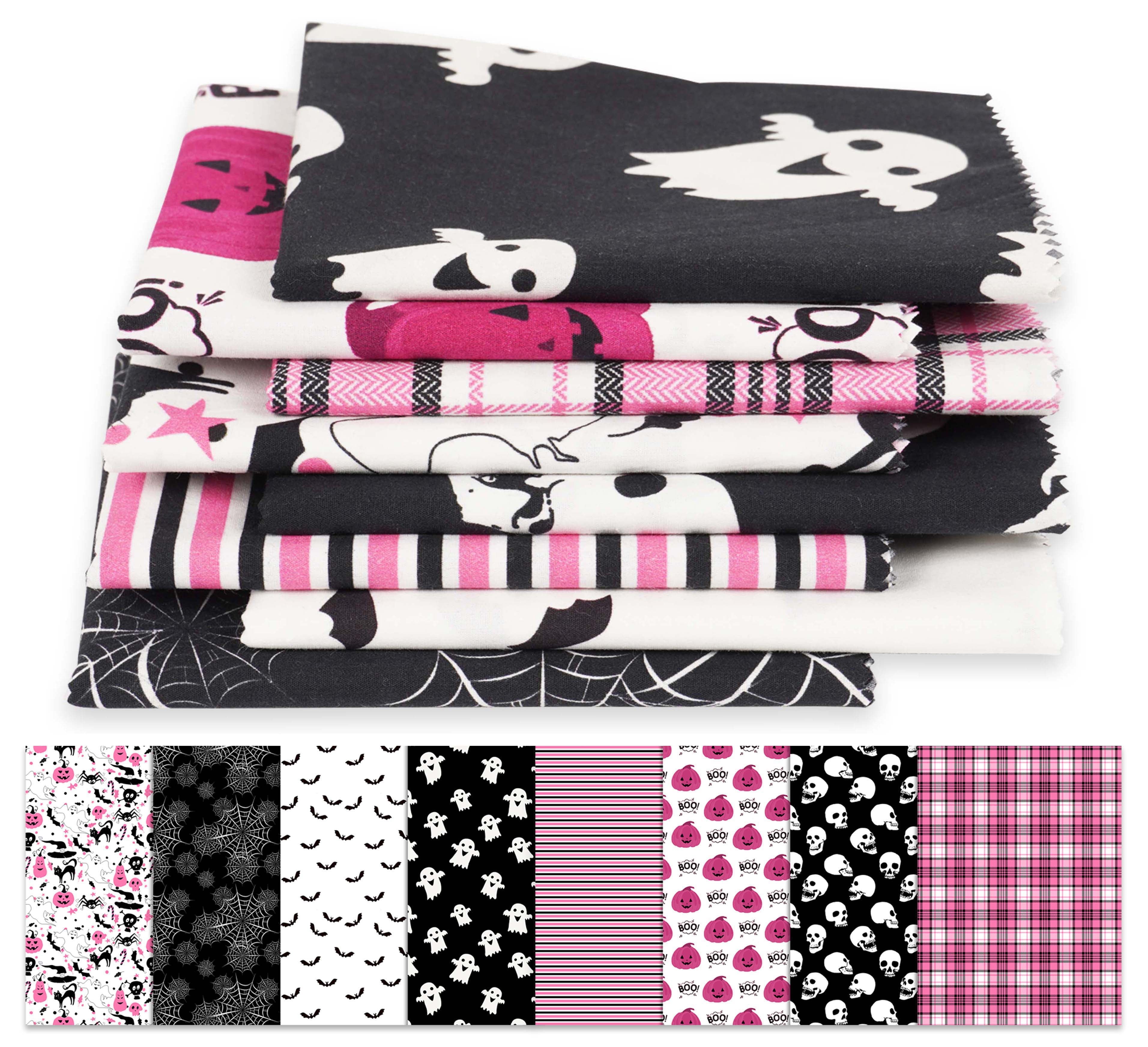 Soimoi 8 Pc Fat Quarter Bundle,HalloweenPrint 18"x 22"DIY Patchwork-100% CottonPre-Cut Quilting Fabric Purple & Black