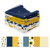 Soimoi 8 Pc Fat Quarter Bundle,Honey Bee & SunflowerPrint 18"x 22"DIY Patchwork-100% CottonPre-Cut Quilting Fabric Blue,Yellow & White