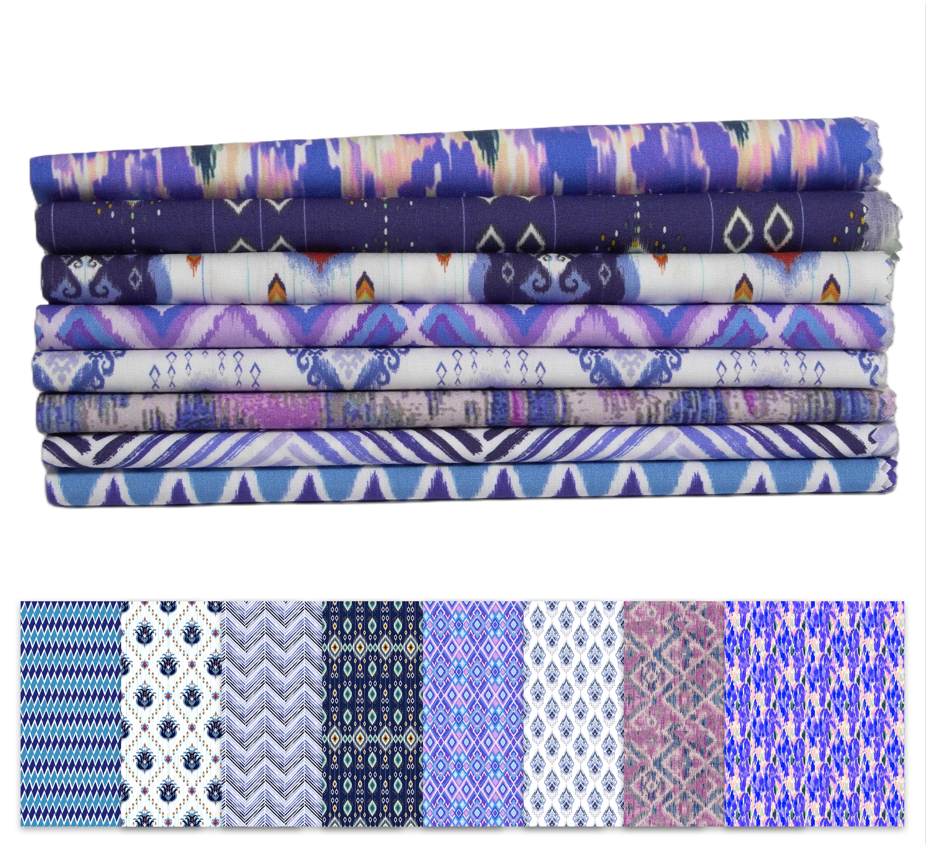 Soimoi 8 Pc Fat Quarter Bundle- Ikats Print 18"x 22" DIY Patchwork- 100% Cotton Pre-Cut Quilting Fabric Multicolor