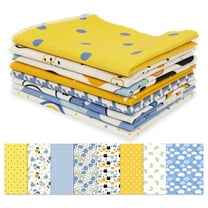 Soimoi 8 Pc Fat Quarter Bundle-Kids Collection - Nursery DecorPrint 18"x 22"DIY Patchwork-100% CottonPre-Cut Quilting Fabric Blue-Yellow & White