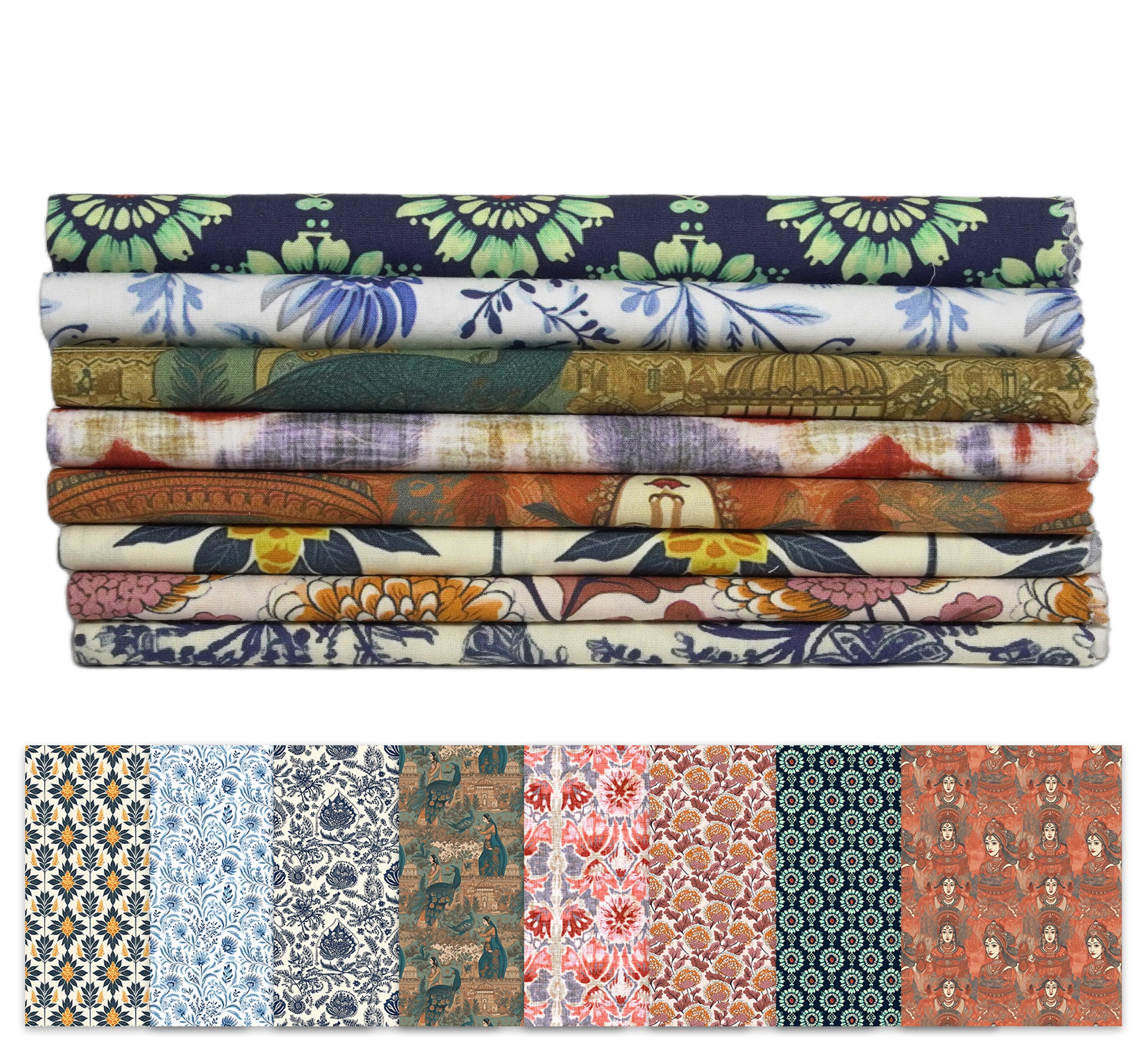 Soimoi 8 Pc Fat Quarter Bundle- Leaves & Floral Print 18"x 22" DIY Patchwork- 100% Cotton Pre-Cut Quilting Fabric