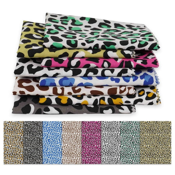 Soimoi 8 Pc Fat Quarter Bundle,LeopardPrint 18"x 22"DIY Patchwork-100% CottonPre-Cut Quilting Fabric Multicolor