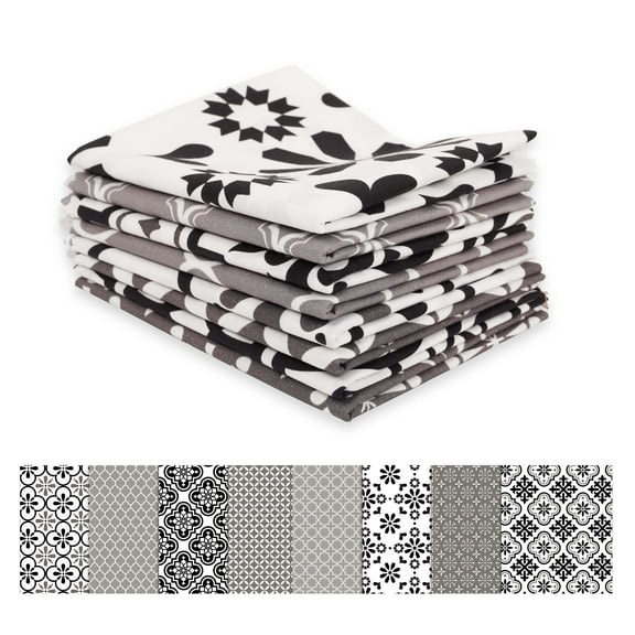 Soimoi 8 Pc Fat Quarter Bundle,MosaicPrint 18"x 22"DIY Patchwork-100% CottonPre-Cut Quilting Fabric White & Black