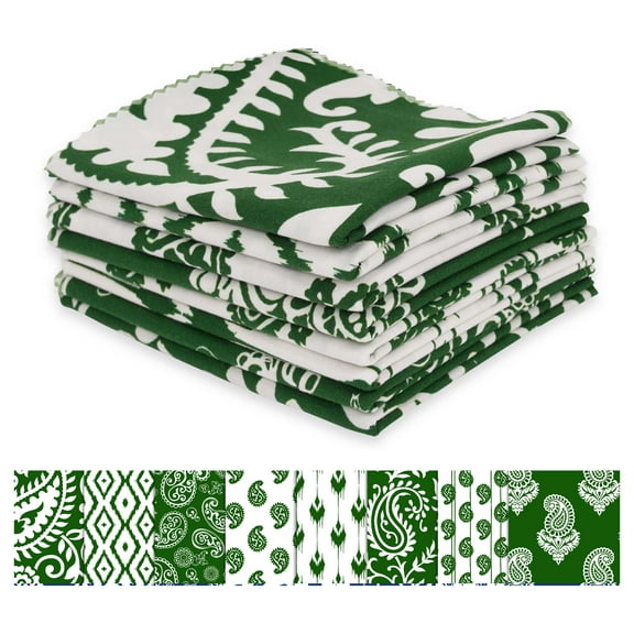 Soimoi 8 Pc Fat Quarter Bundle-PaisleysPrint 18"x 22"DIY Patchwork-100% CottonPre-Cut Quilting Fabric Green