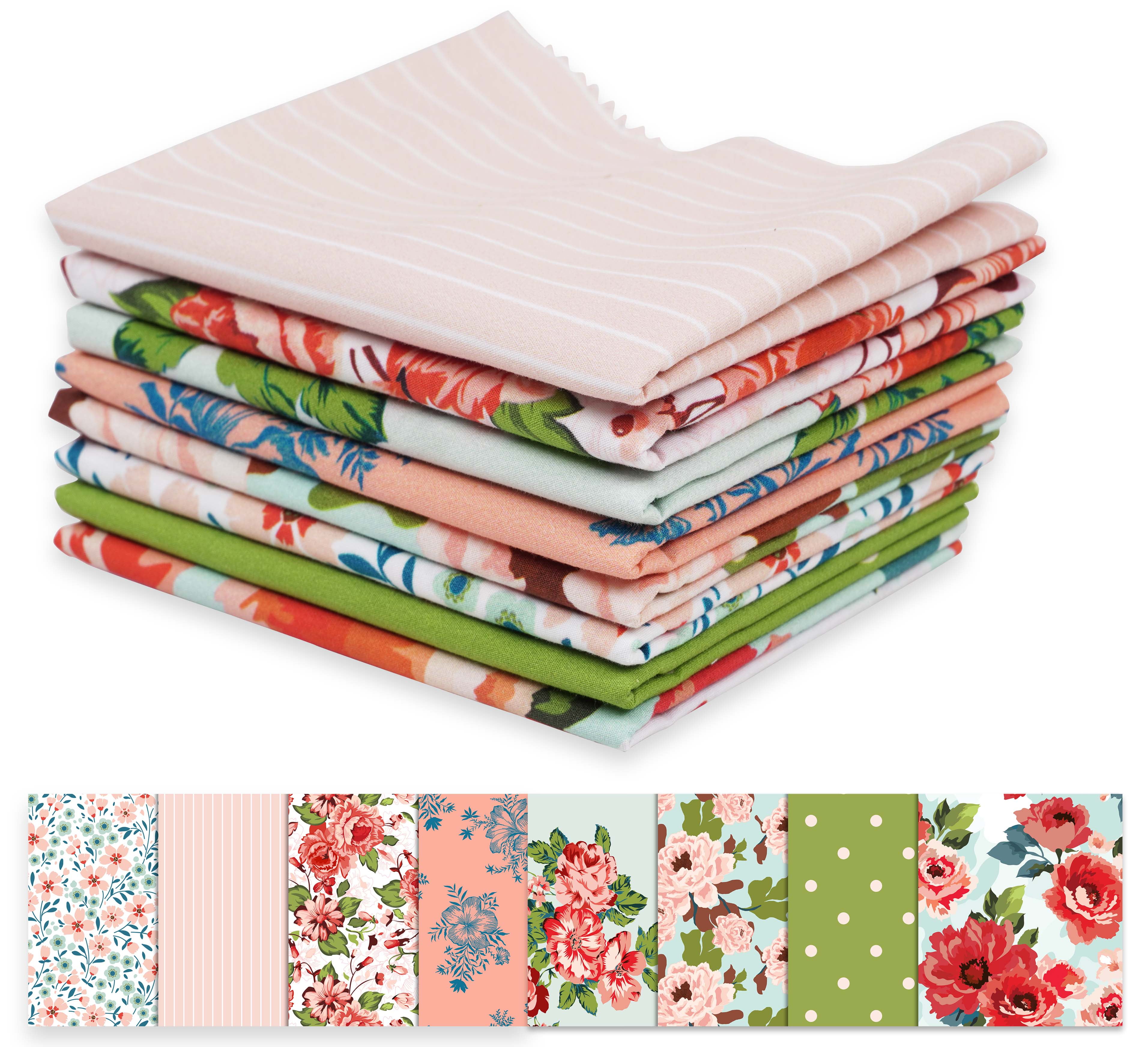 Soimoi 8 Pc Fat Quarter Bundle -Retro FloralPrint 18"x 22"DIY Patchwork-100% CottonPre-Cut Quilting Fabric (Multicolor)