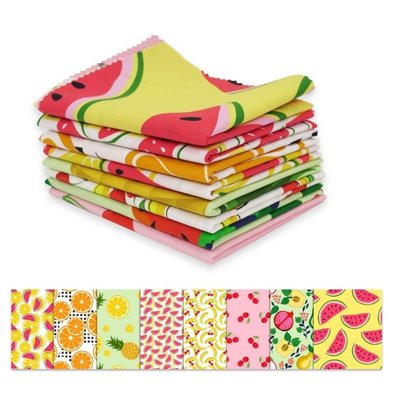 Soimoi 8 Pc Fat Quarter Bundle,Summer Tropical FruitsPrint 18"x 22"DIY Patchwork-100% CottonPre-Cut Quilting Fabric Multicolor