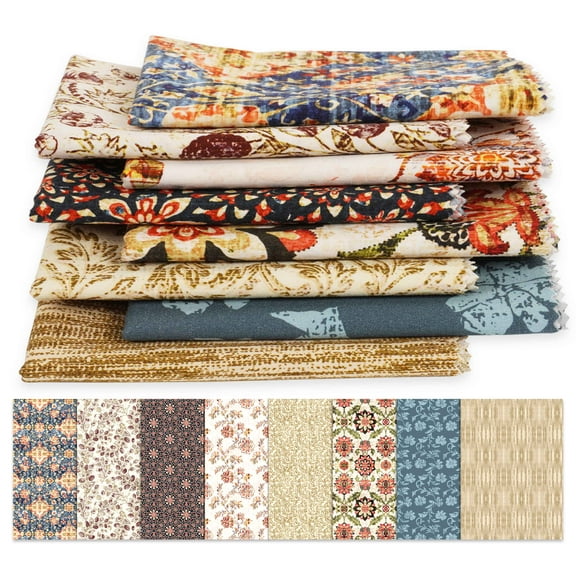 Soimoi 8 Pc Fat Quarter Bundle,Texture FloralPrint 18"x 22"DIY Patchwork-100% CottonPre-Cut Quilting Fabric Multicolor