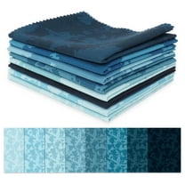 Soimoi 8 Pc Fat Quarter Bundle,Tie Dye MonochromePrint 18"x 22"DIY Patchwork-100% CottonPre-Cut Quilting Fabric Medium Blue