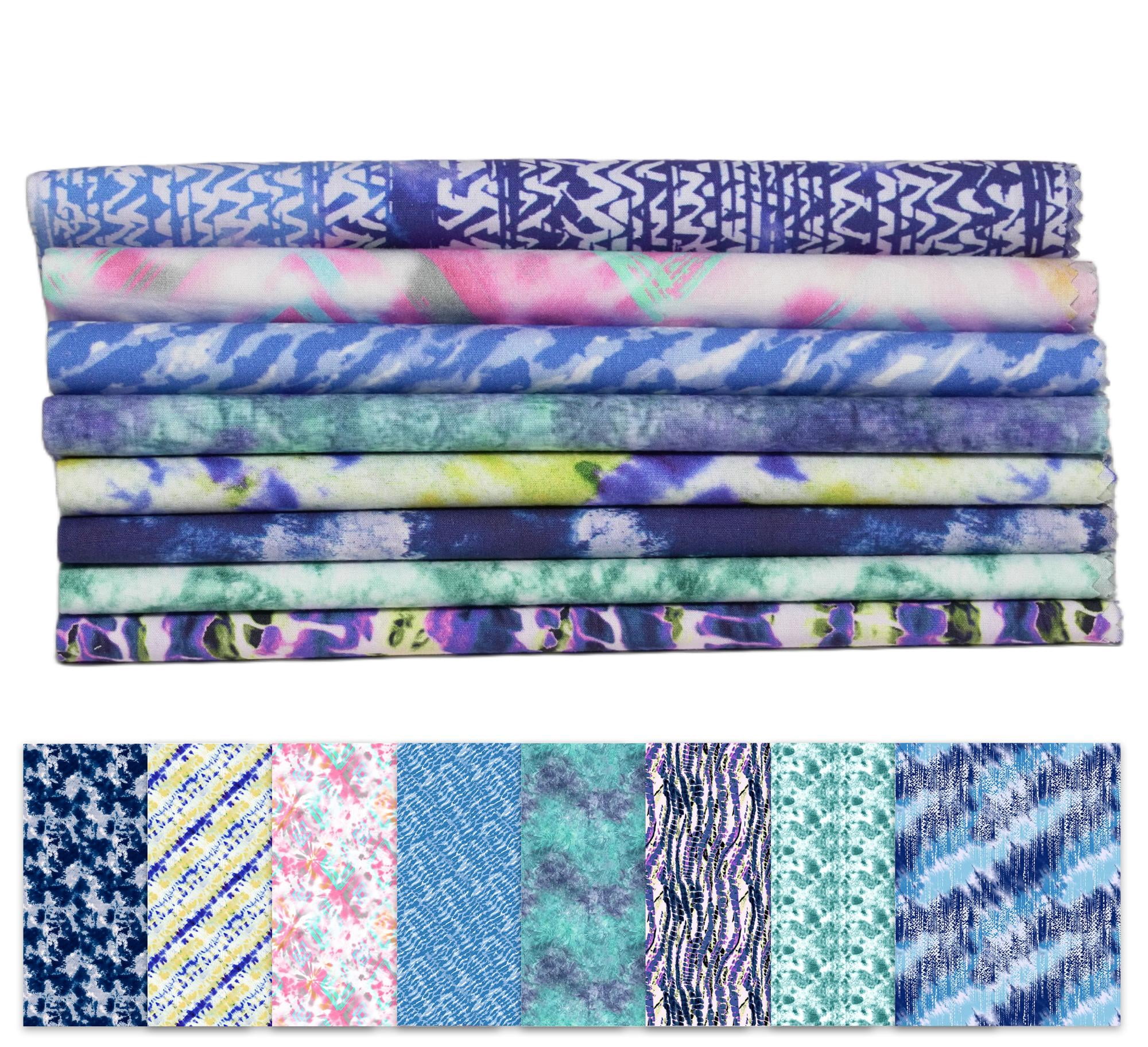 Soimoi 8 Pc Fat Quarter Bundle- Tie & Dye Print 18"x 22" DIY Patchwork- 100% Cotton Pre-Cut Quilting Fabric Multicolor
