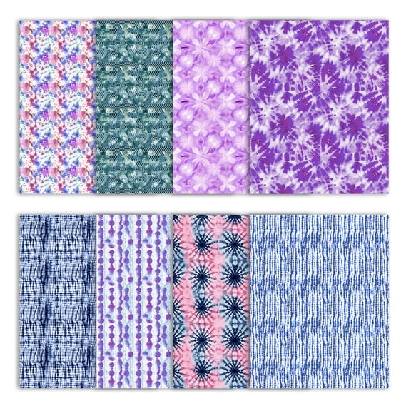 Soimoi 8 Pc Fat Quarter Bundle- Tie & Dye Print 18"x 22" DIY Patchwork- Pre-Cut Quilting 100% Cotton Fabric Multicolor