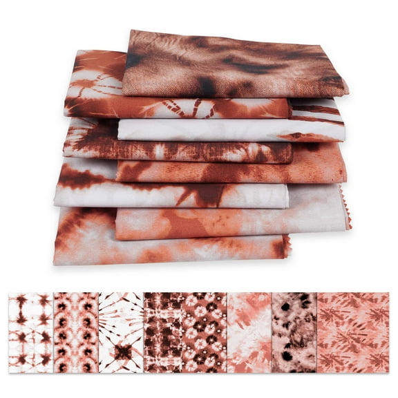 Soimoi 8 Pc Fat Quarter Bundle -Tie & DyePrint 18"x 22"DIY Patchwork-100% CottonPre-Cut Quilting Fabric (Brown & Red)