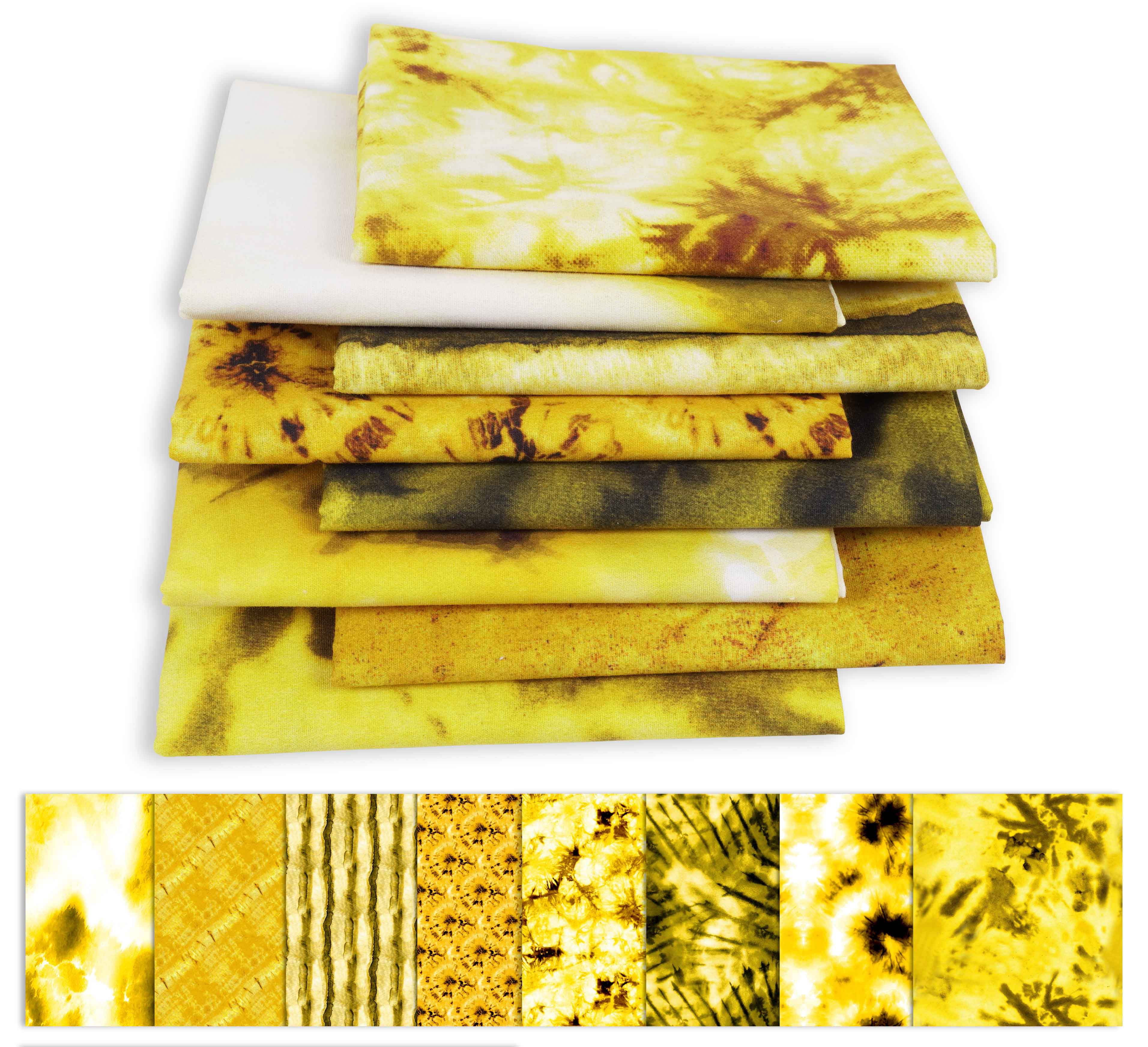 Soimoi 8 Pc Fat Quarter Bundle -Tie & DyePrint 18"x 22"DIY Patchwork-100% CottonPre-Cut Quilting Fabric (Yellow)