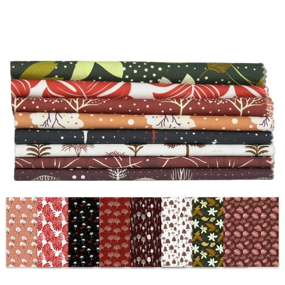 Soimoi 8 Pc Fat Quarter Bundle- Tree Print 18"x 22" DIY Patchwork- 100% Cotton Pre-Cut Quilting Fabric Multicolor