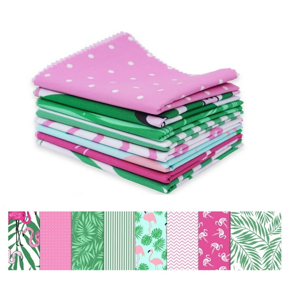 Soimoi 8 Pc Fat Quarter Bundle,Tropical FlamingoPrint 18"x 22"DIY Patchwork-100% CottonPre-Cut Quilting Fabric Pink & Green